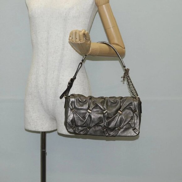 Salvatore Ferragamo Handbags - Salvatore Ferragamo Vala Shoulder Bag Leather Silver Auth